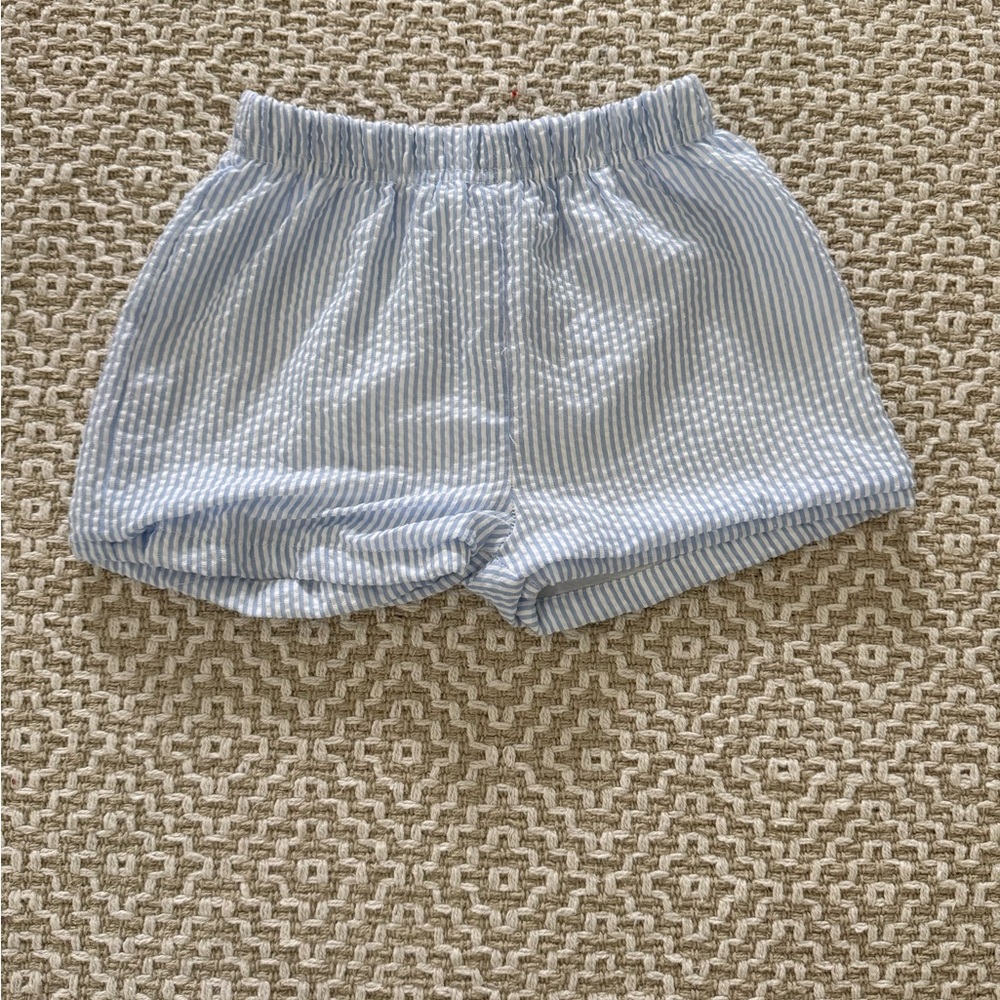 Cecil and Lou Blue and White Seersucker Shorts